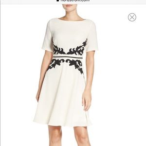 Adrianna Papell appliqué waist crepe fit & flare